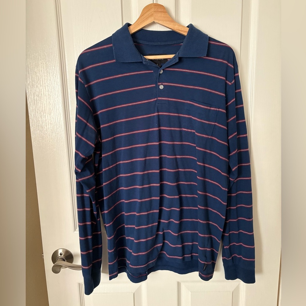 Brixton Blue and Red Striped Polo Shirt